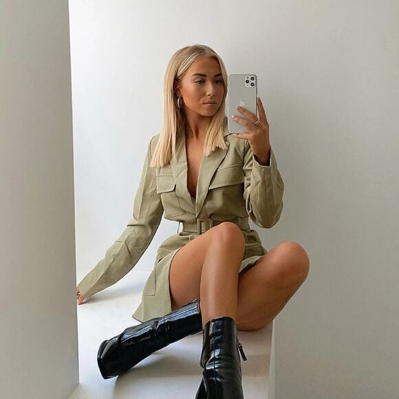 LIONESS Steinway Mini Blazer Dress Sage Green {C47}